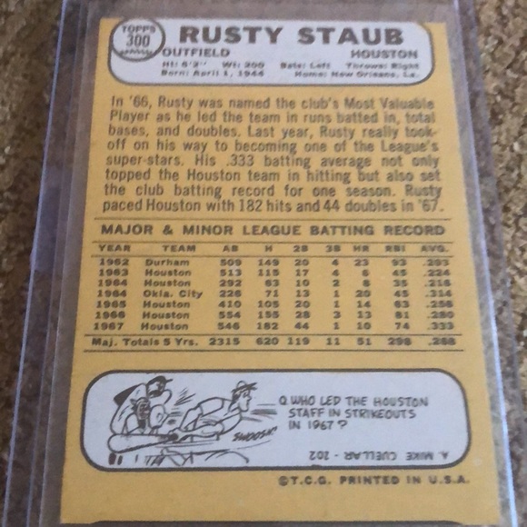 1968 Topps Rusty Staub, 1959 Topps Rip Coleman - Picture 2 of 5